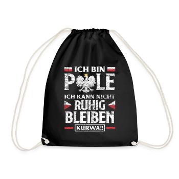Polen Pole Spruch - Turnbeutel - Schwarz - Vorne