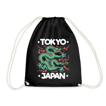 Japanischer Tokio Drache Japan Asiatisch Sakura - Turnbeutel - Schwarz - Vorne