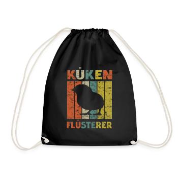 Küken Flüsterer Hühner Kücken Henne Hahn Sprüche - Turnbeutel - Schwarz - Vorne