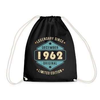 Décembre 1962 Vintage Retro Anniversaire - Sac de sport léger - noir - Devant