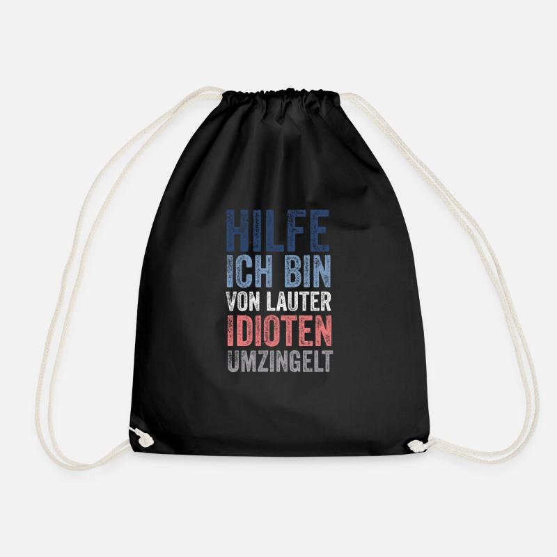 Hilfe ich bin von lauter Idioten umzingelt - Turnbeutel - Schwarz