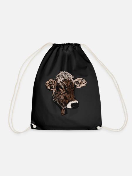 Kuhmotiv Tier Motiv cooler Aufdruck Tiermotiv - Turnbeutel - Schwarz