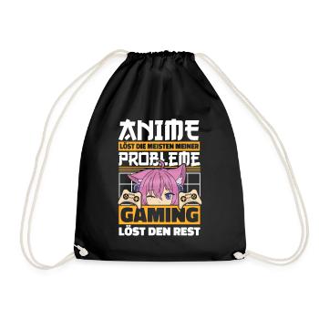 Anime Gamer Zocker Weeb Kawaii Anime Girl Otaku - Turnbeutel - Schwarz - Vorne