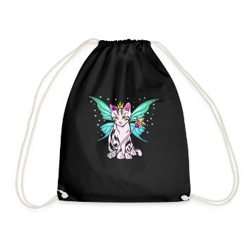 Katze Fairycore Fee Elf Lover - Turnbeutel - Schwarz - Vorne