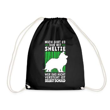 Mich gibt es nur mit Sheltie Shetland Sheepdog - Turnbeutel - Schwarz - Vorne