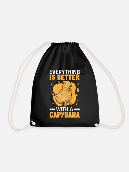 Everything is better with Capybara capybara - Drawstring Bag - black