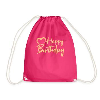Happy Birthday - Turnbeutel - Fuchsia - Vorne