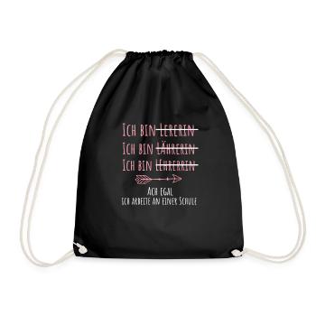 Lehrerin Geschenk lustiger Spruch - Turnbeutel - Schwarz - Vorne