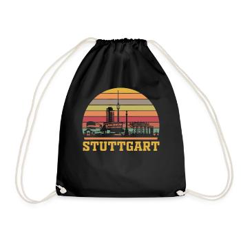 Stuttgart Retro | Stuttgarter Skyline Vintage - Turnbeutel - Schwarz - Vorne