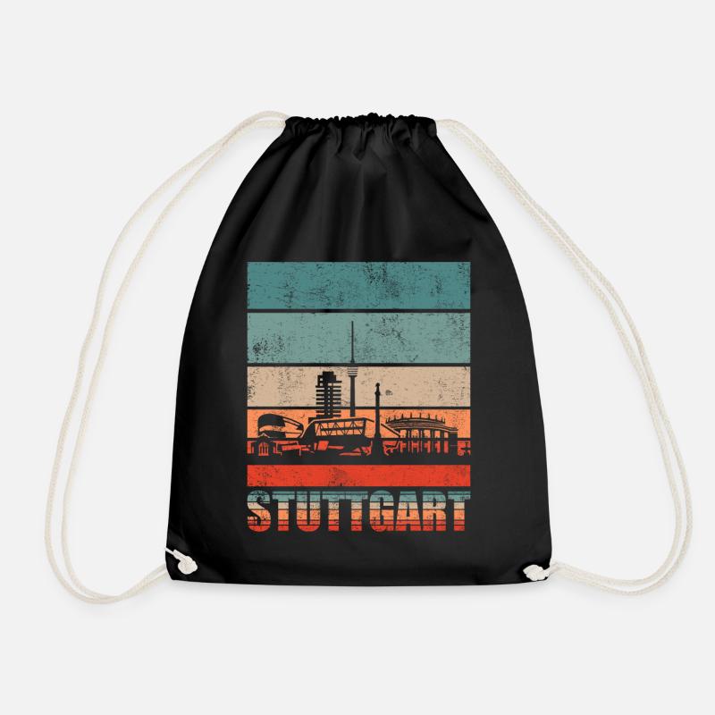Stuttgart Skyline Geschenkidee - Turnbeutel - Schwarz