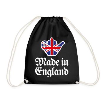 Union Jack Flagge Made in England Britisch UK Teekanne - Turnbeutel - Schwarz - Vorne