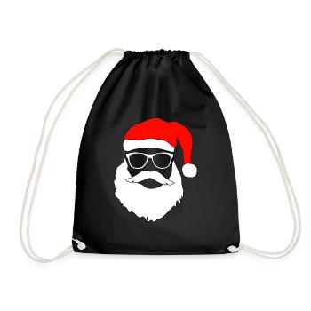 Cool Santa wears Sunglasses at Night Nikolaus XMAS - Turnbeutel - Schwarz - Vorne