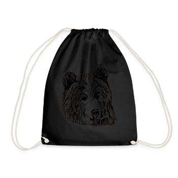 Bears animal motif animal face - Drawstring Bag - black - Front