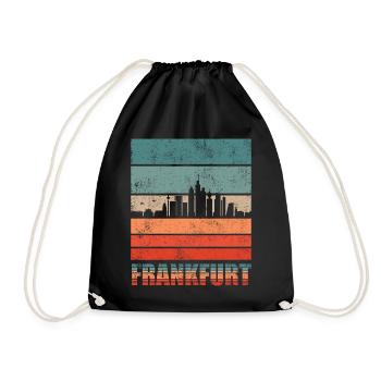 Frankfurt Skyline | Frankfurt Vintage Geschenk - Turnbeutel - Schwarz - Vorne