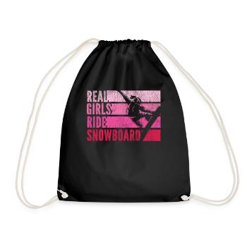 Snowboarding Snowboard Vintage - Drawstring Bag - black - Front