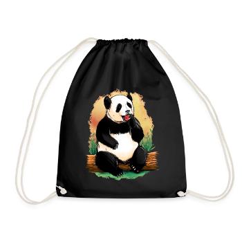Cute Animals Panda Bear Animal Motif Gift Panda - Drawstring Bag - black - Front
