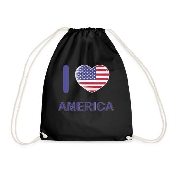 I love America USA flag, my home, my - Drawstring Bag - black - Front