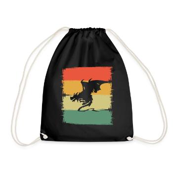 Drache Drachen - Turnbeutel - Schwarz - Vorne
