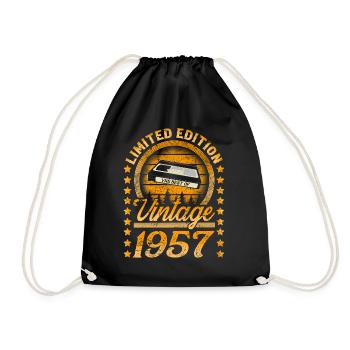 1957 Baujahr Jahrgang Geburtsjahr Geburtstag - Turnbeutel - Schwarz - Vorne
