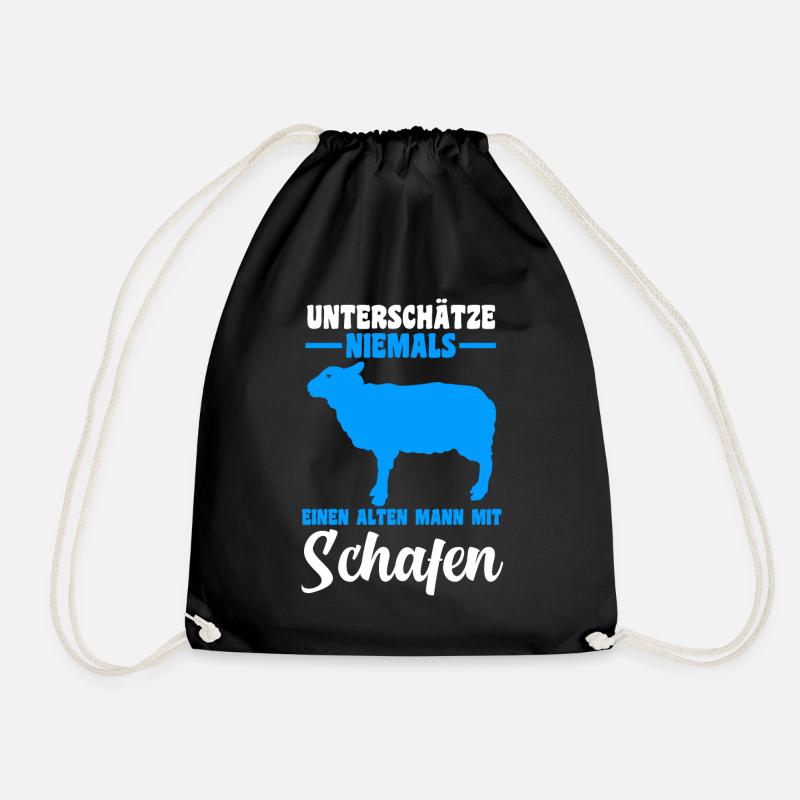 Unterschätze niemals einen alten Mann mit Schafen - Turnbeutel - Schwarz