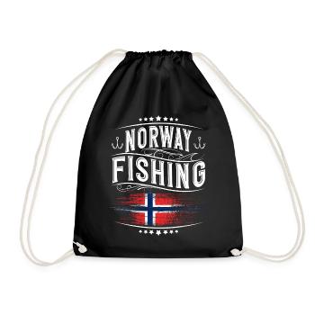 Norwegen Angeln Angler - Turnbeutel - Schwarz - Vorne