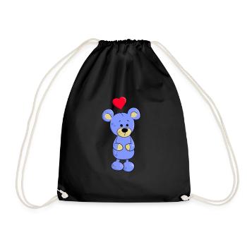 Cartoon teddy bear with heart Cartoon bear - Drawstring Bag - black - Front
