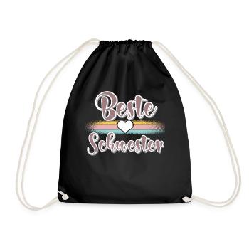 Beste Schwester - Turnbeutel - Schwarz - Vorne
