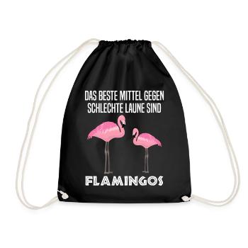 Flamingo Vogel Lustiger Spruch Zoo Tier Geschenk - Turnbeutel - Schwarz - Vorne