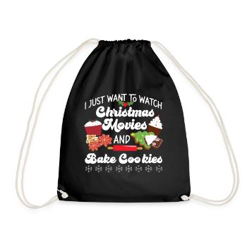 Bake Baking Christmas Movie Cookie - Drawstring Bag - black - Front