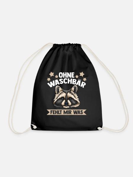 Zootier Waschbär Waschbären - Turnbeutel - Schwarz