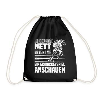 Eishockeyspiel Eishockey Hockey Eishockeyspieler - Turnbeutel - Schwarz - Vorne