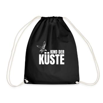 Kind der Küste mit Möwe für Kinder der Küste - Turnbeutel - Schwarz - Vorne