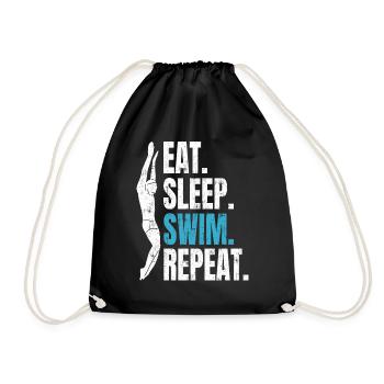 Eat Sleep Swim Repeat - Schwimmen Schwimmer - Turnbeutel - Schwarz - Vorne