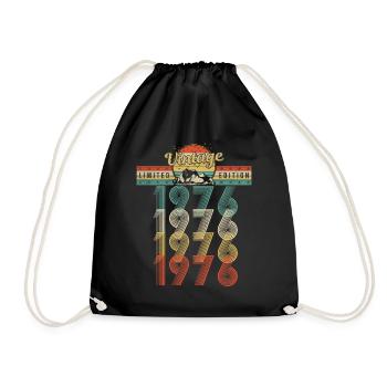 Birthday Born 1976 Vintage Year of birth 1976 - Drawstring Bag - black - Front