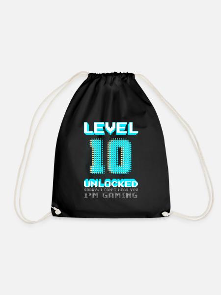 Gaming Level 10 Unlocked 10. Geburtstag Geschenk - Turnbeutel - Schwarz