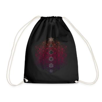 64 Tetrahedron Metatrons Cube Sacred Geo - Drawstring Bag - black - Front