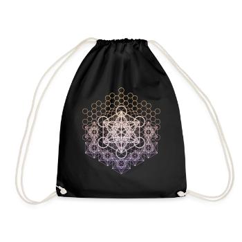 Metatrons Cube Sacred Geometry Connected - Drawstring Bag - black - Front