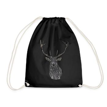 Hirsch Wapiti Hunts Animal Motif Imprint Animal Face - Drawstring Bag - black - Front