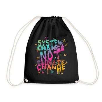 System Change - not Climate Change - Drawstring Bag - black - Front