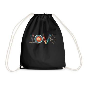 Archer Arrow & Bow Archery Gift - Drawstring Bag - black - Front