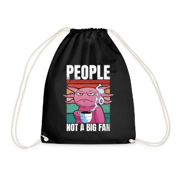 Axolotl with coffee - People Not A Big Fan - Drawstring Bag - black - Front