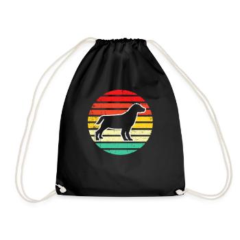Dog Hund Silhouette Retro - Turnbeutel - Schwarz - Vorne