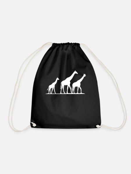 Giraffen Afrika Safari Tier Motiv Aufdruck Print - Turnbeutel - Schwarz
