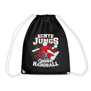 Echte Jungs Spielen Handball Handballer Geschenk - Turnbeutel - Schwarz - Vorne