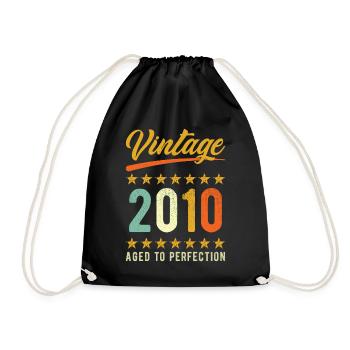 Birthday Slogan Vintage 2010 - Drawstring Bag - black - Front