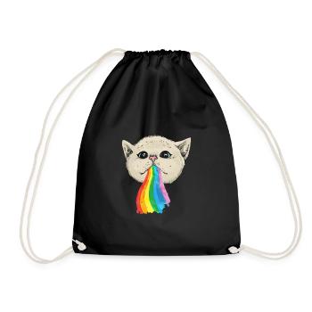 Rainbow poop shirt for cat lovers - Drawstring Bag - black - Front