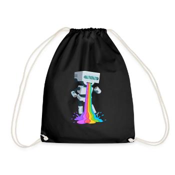 Rainbow poop shirt for robot fan - Drawstring Bag - black - Front