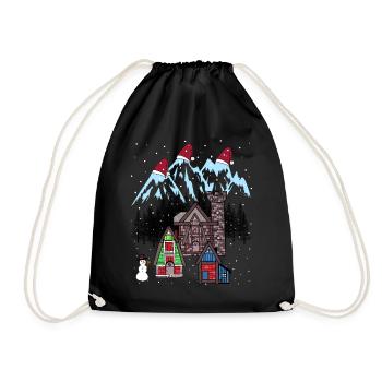 Xmas Winter Tirol Österreich Gebirge Berg Nikolaus - Turnbeutel - Schwarz - Vorne