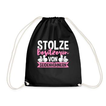 Seidenhühner Silkie Hühner Seidenhuhn Geschenk - Turnbeutel - Schwarz - Vorne