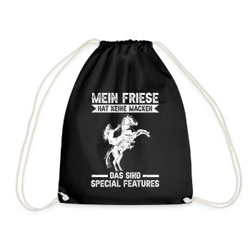 Pferd Reitstall Reiten Pferde Friese - Turnbeutel - Schwarz - Vorne